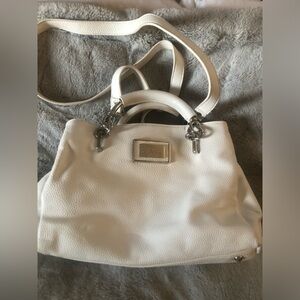Lulu Guinness Cream Leather Handbag with Silver Accents minor flaw